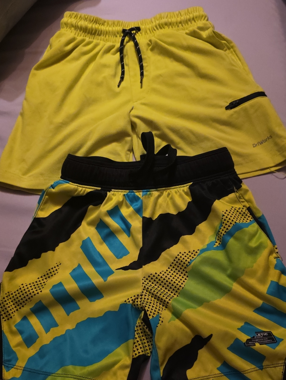 Yellow Athletic Boys Shorts Set with Black Accents (2 Pairs) Size 6/7